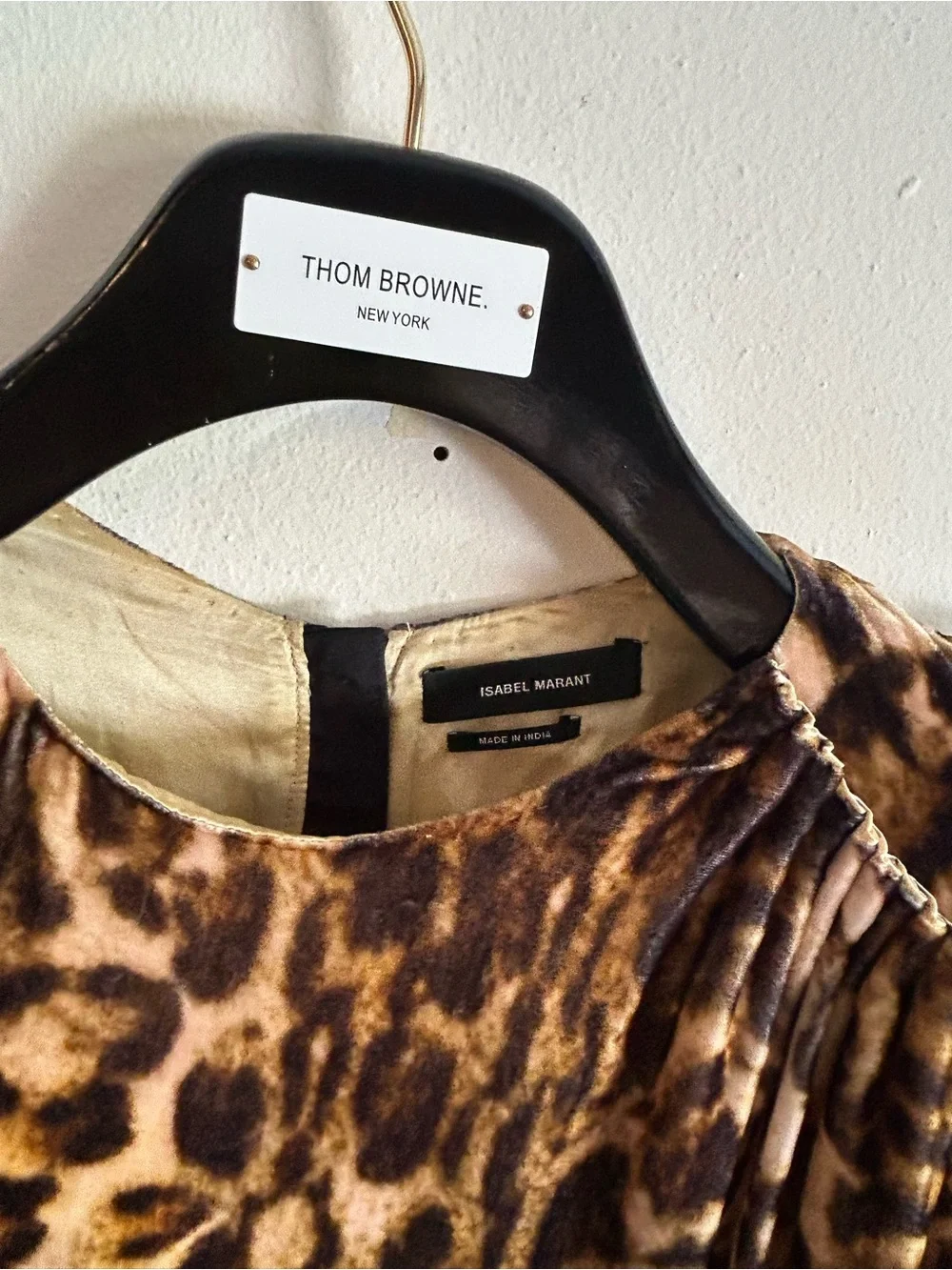 Isabel Marant Ulia Leopard Print Velvet Midi Dress Fauve Silk Size 42 US 8 10 - Picture 5 of 12